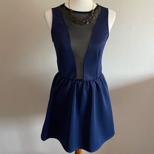 Tobi mesh deep V, mesh back skater dress